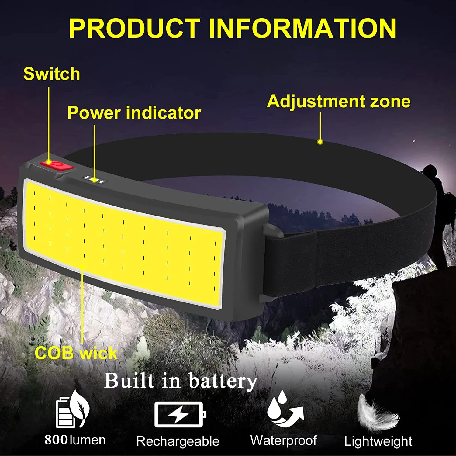 COB Portable LED Headlights Ou - Outdoor Hunting And Fishing ulasan dan harga