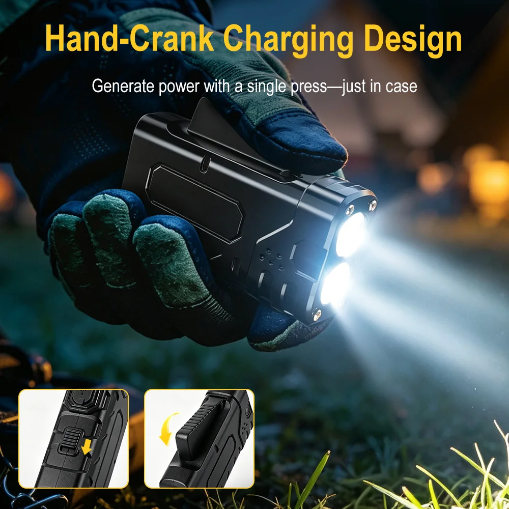 BORUIiT Hand Crank EDC LED Fla - Outdoor Hunting And Fishing ulasan dan harga